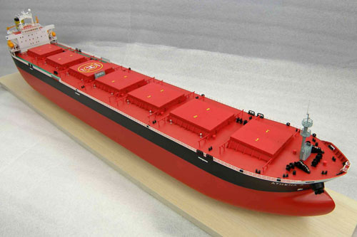 Scale model of bulk carrier Athena-A, view on bow