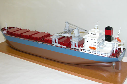 Scale model of bulk carrier Probo Panda, view on stern