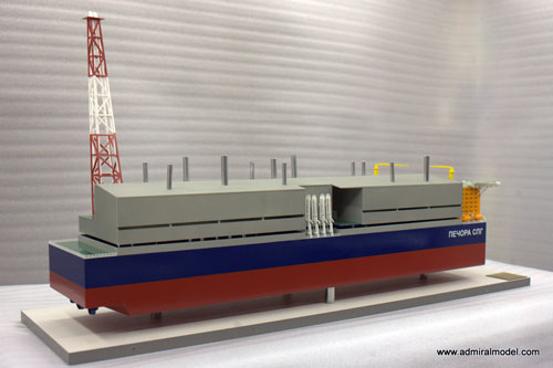 Scale model of FLNG unit Pechora, view on aft