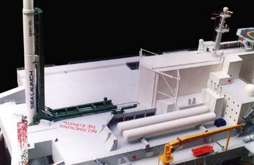 Scale model of launch platform Odyssey, aft part