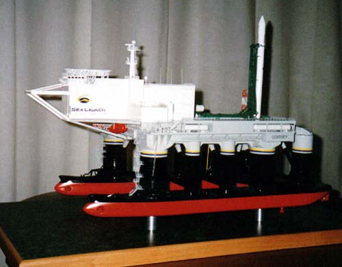 Scale model of launch platform Odyssey with rocket Zenit-3SL