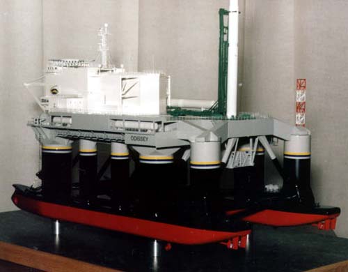 Scale model of launch platform Odyssey, view on aft