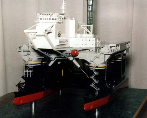 Scale model of launch platform Odyssey, view on fore