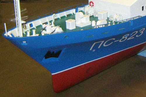Scale model of patrol vessel Sprut, bow
