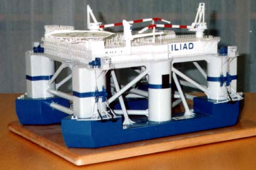 Scale model of offshore unit Iliad, view on port side
