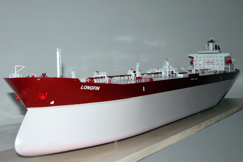 Scale model of tanker Longfin, view on bow