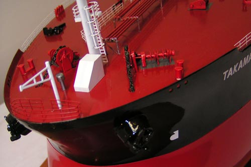 Scale model of tanker Takamar, bow