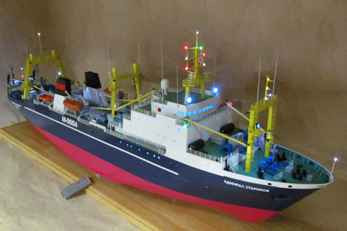 Scale model of trawler Admiral Starikov with lighted lights and remote control