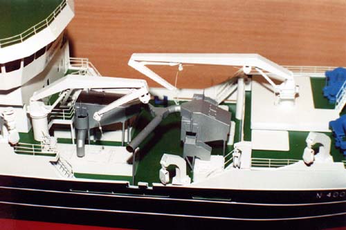 Scale model of trawler Kvannoy, cargo deck